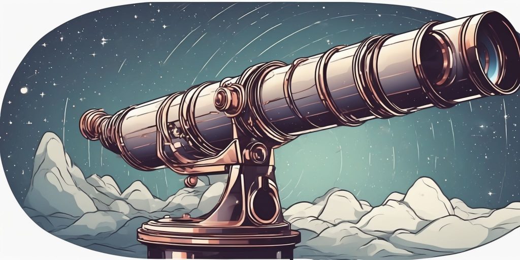 child-animation style drawing of a telescope